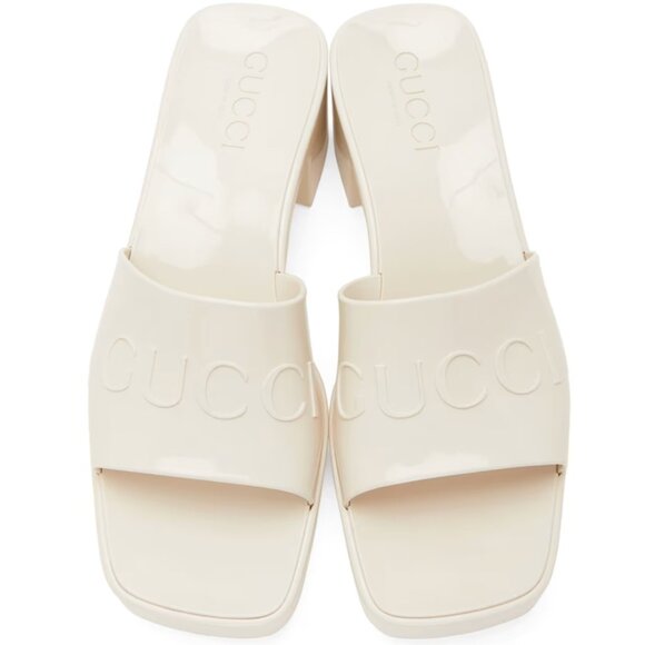 GUCCI Off-White Rubber Slide Heeled Sandals 36 - Picture 2 of 10